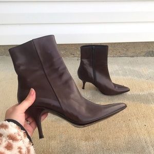 Cole Haan Brown Leather Heeled Ankle Boots Pointed Toe Size 8 - Fits like a 7